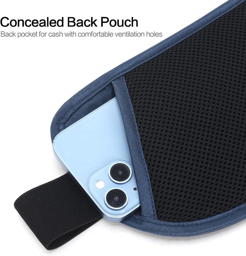 Arouselove Slim RFID Blocking Money Belt for Travel - Anti-Theft Hidden Passport Holder Waist Wallet with Secure Pouch for Cash, Credit Cards & Phone Safe (Navy Blue) - Image 5
